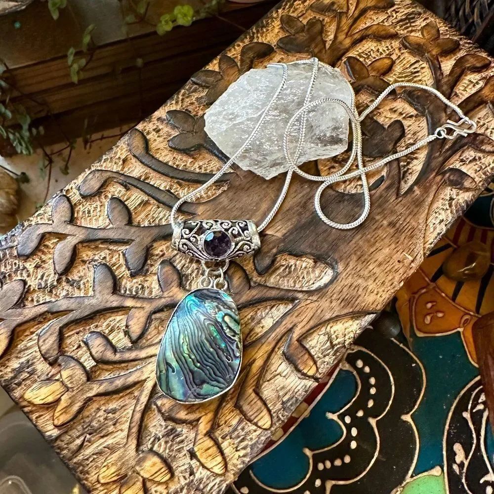 Abalone & Amethyst Gemstone Necklace